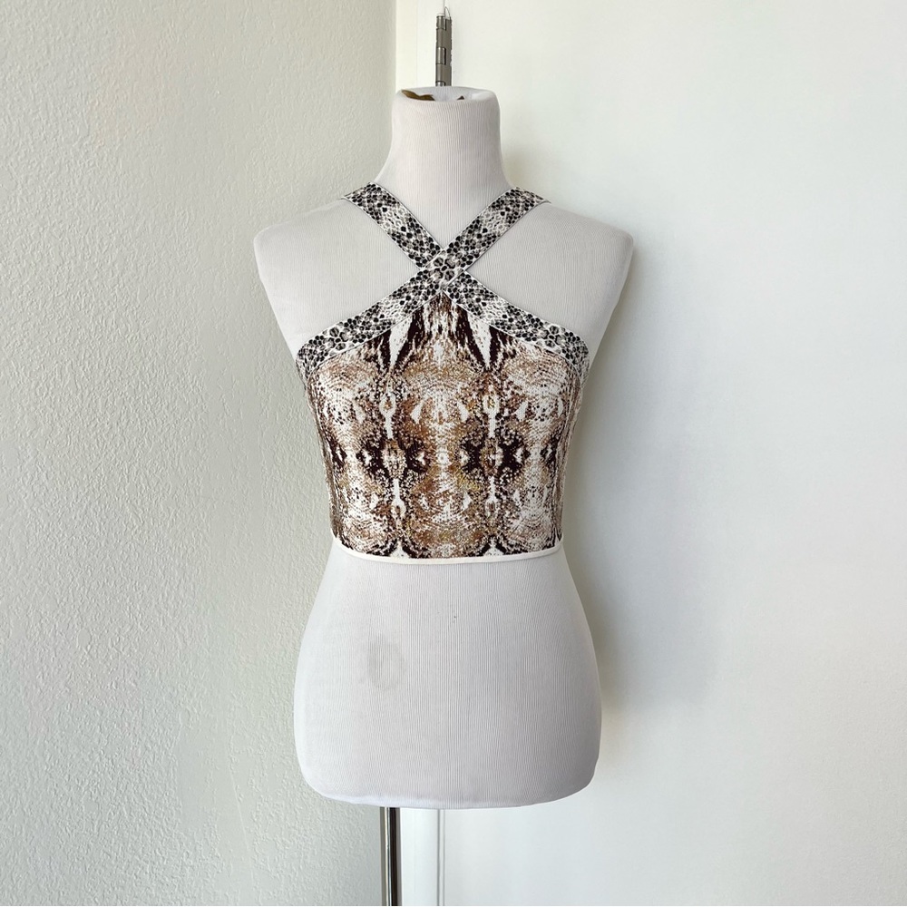 BCBGMaxAzria Snake Print Crop Top